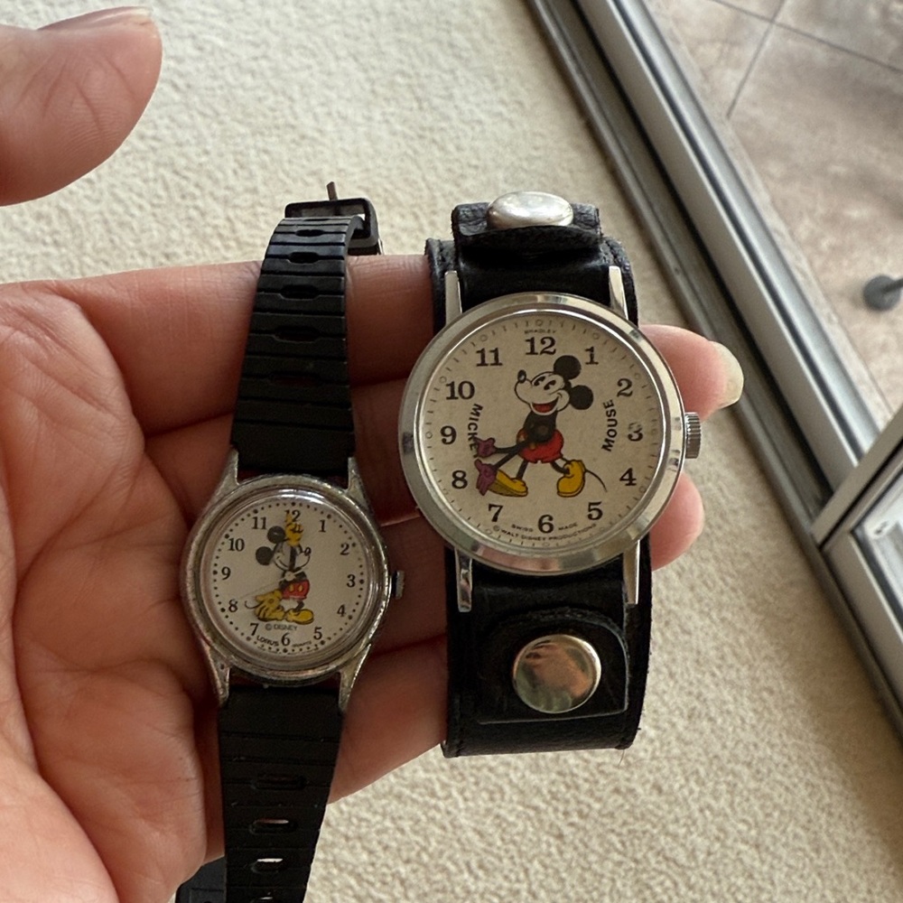 Vintage Mickey Mouse Watches with Black Straps